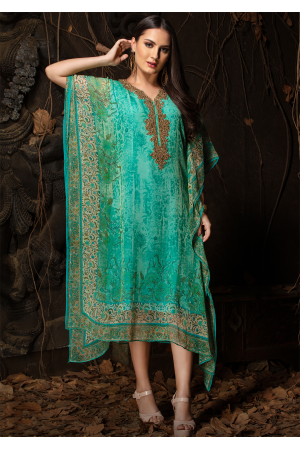 Blue Color Designer Chiffon Kurti